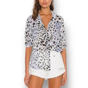 Bella Dahl Medium Black Ink Dots Button Down Blouse Artsy Art to Wear Abstract